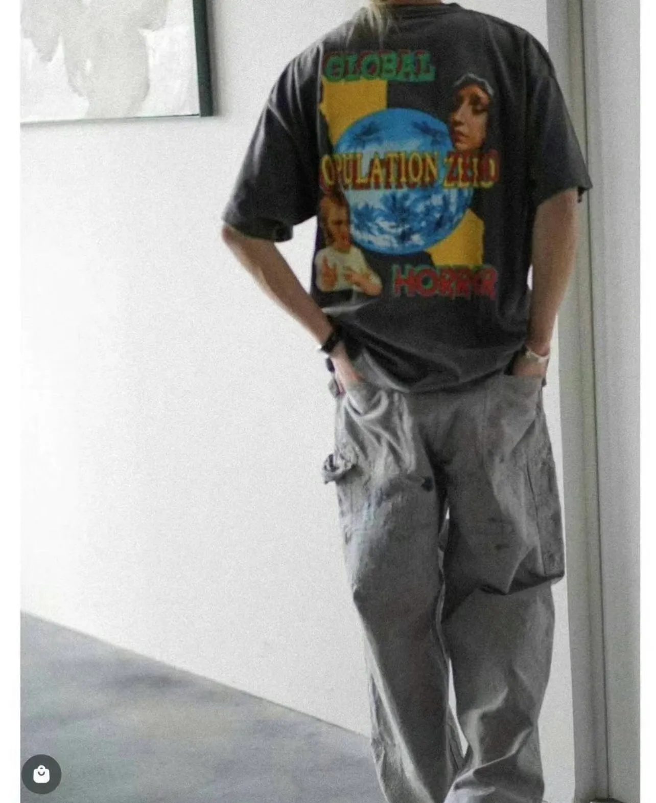 SAINT MICHAEL SS TEE/ON EARTH/BLK Jesus, Mary, Holy Infant Earth TEE Ready-to-wear Assut special piece dyeing, washed and distressed Vintage process, front and rear super complex super large printing, top purchasing agent technology